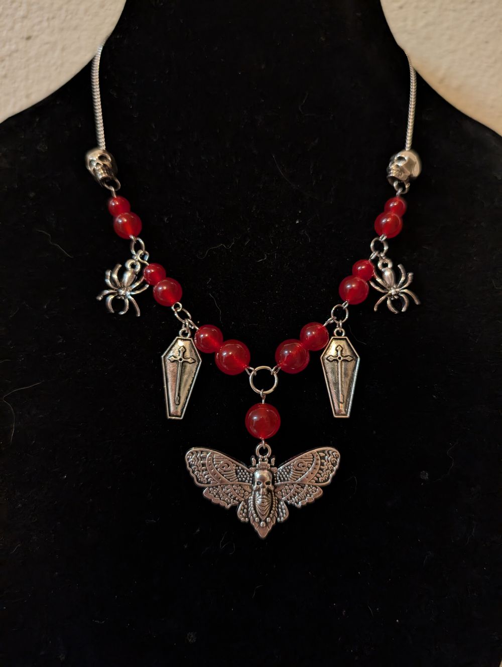 Death Moth Red Crystal necklace 