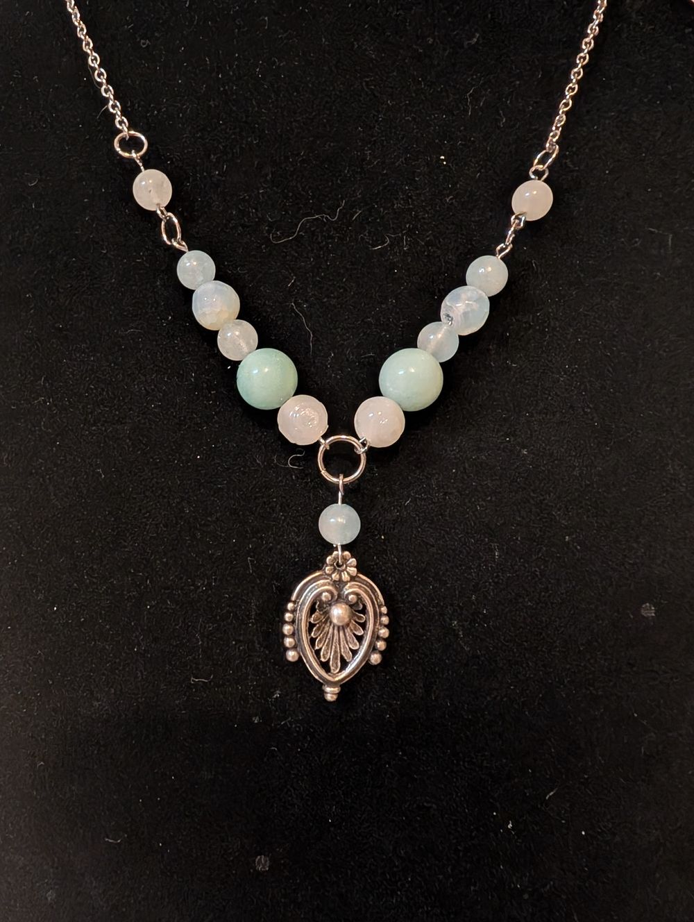Filagree charm and quartz necklace