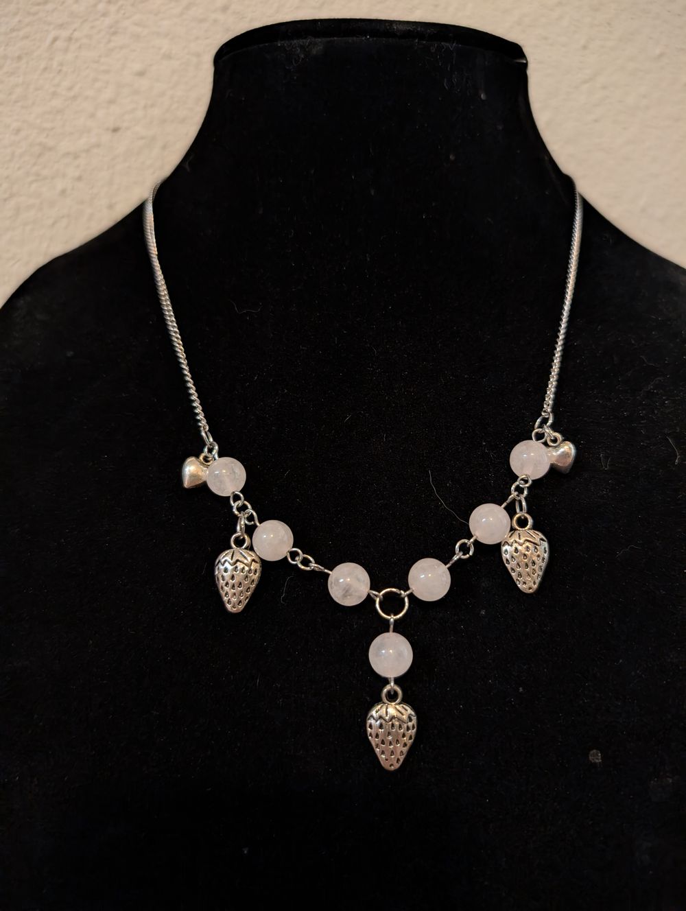 Rose Quartz Strawberry Necklace