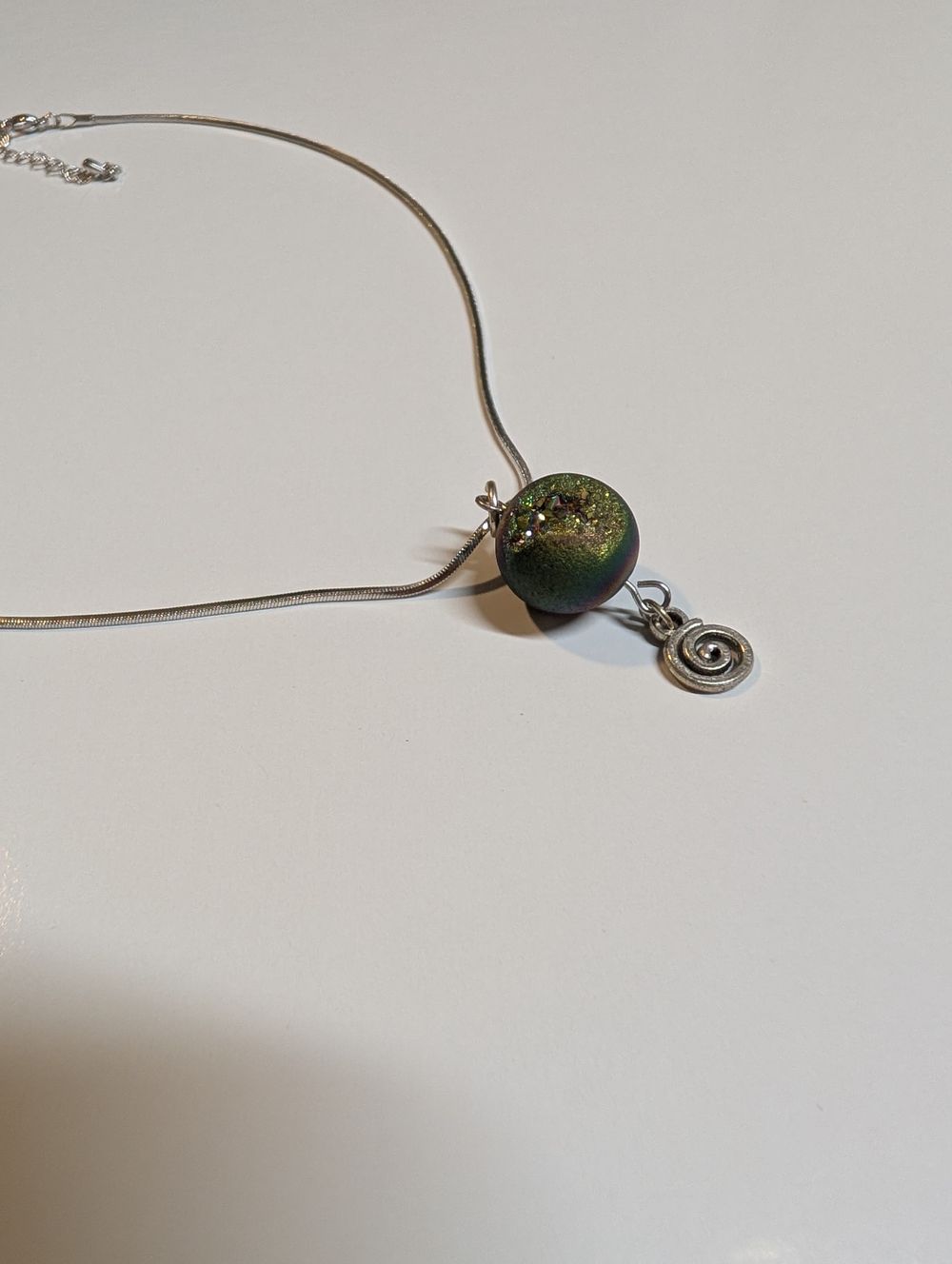 Titanium quartz geode necklace